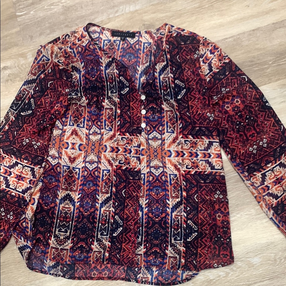 Sanctuary Red and Blue Patterned Blouse